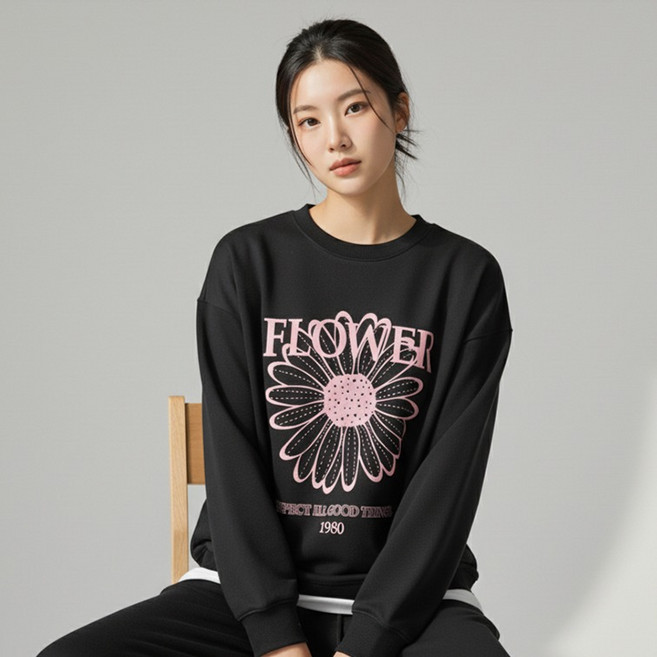 레몬소울 여성용 에이 플라워 맨투맨