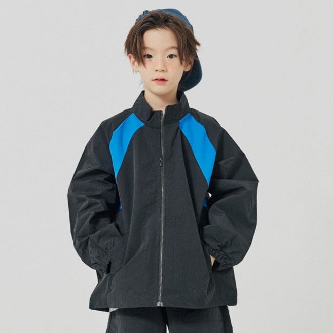 바브키즈 아동용 배색 라인 윈드 브레이커