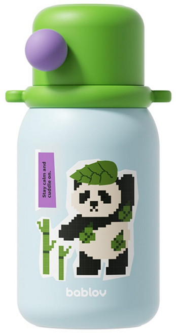 bablov 花伴森 316小糖豆兒童保溫瓶, 吃貨熊貓, 1個, 440ml