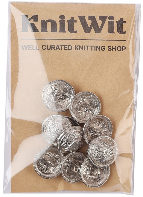 니트위트 브리티시 단추 18mm, 실버, 1개