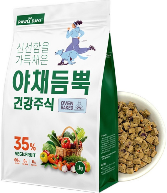 폴리데이 강아지 오븐베이크 야채듬뿍 건강주식, 1kg, 1개, 오리