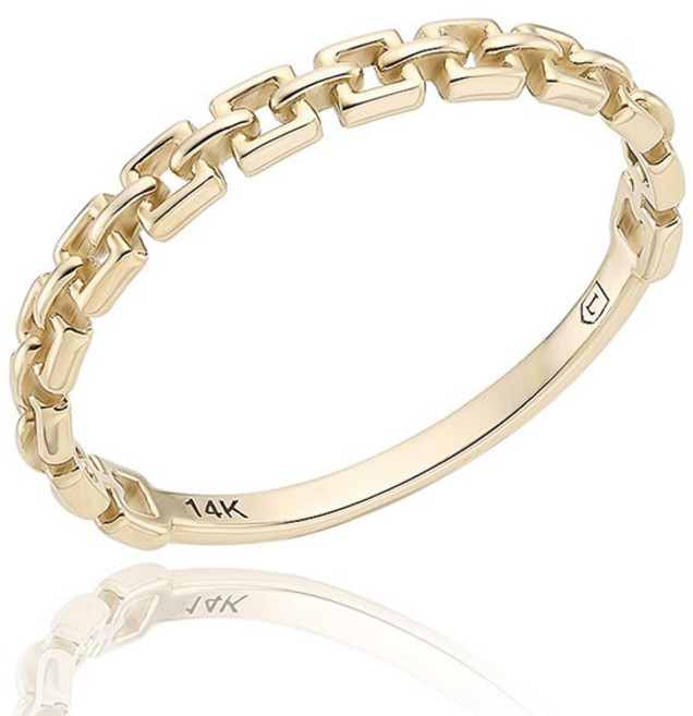 로이드 여성용 트리오 스퀘어 패턴 14K 골드 반지