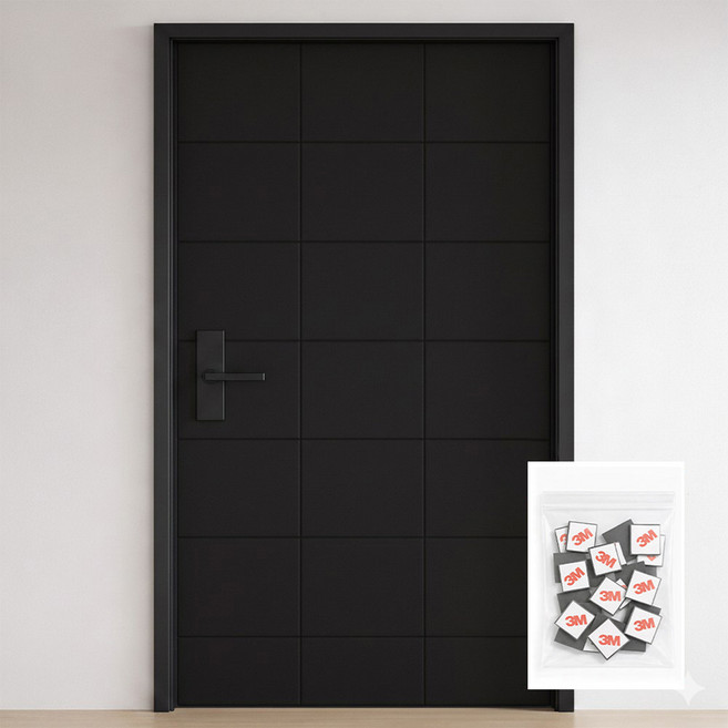 라노홈소음차단자석형현관문방음재 30 x 30 cm, 블랙, 12개