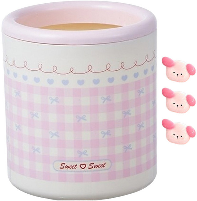 뉴토피아 귀여운 데스크 미니 휴지통 + 스티커 세트, 핑크