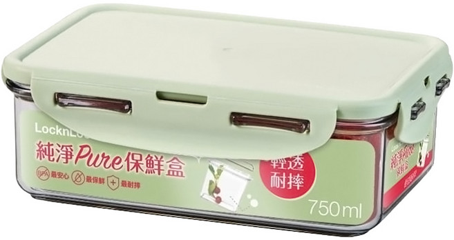LocknLock 樂扣樂扣 純淨PURE保鮮盒 長方款 750ml, 1個, 1個裝