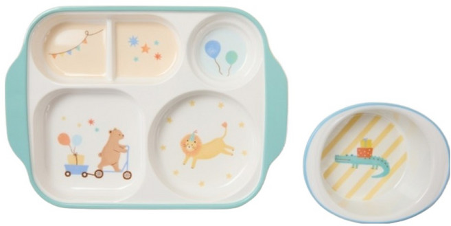 모던하우스 파티베어 멜라민 나눔식판 + 볼 세트, 1세트, 혼합색상