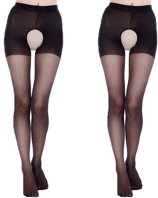 더시럽 여성용 얇은 Y존 프리 밑트임 플러스 사이즈 탄력 팬티 스타킹 10D 2p