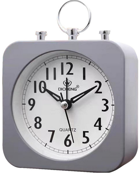 므뮤 저소음 실용적인 심플 자명종 탁상용 시계, 그레이