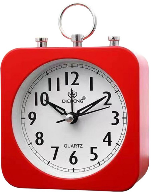 므뮤 저소음 실용적인 심플 자명종 탁상용 시계, 레드