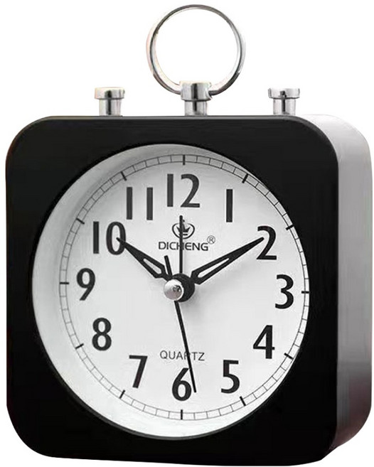 므뮤 저소음 실용적인 심플 자명종 탁상용 시계, 블랙