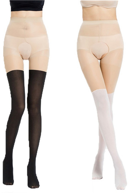 더시럽 여성용 Y존 프리 오버니삭스 스타킹 15D 2p