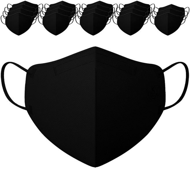 케이리얼 언택트 플러스 마스크 대형, 블랙, 1개, 20개입