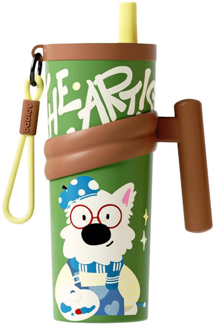 bablov 花伴森 戲團吸管保溫杯 316不銹鋼, 天才小畫家, 1個, 610ml