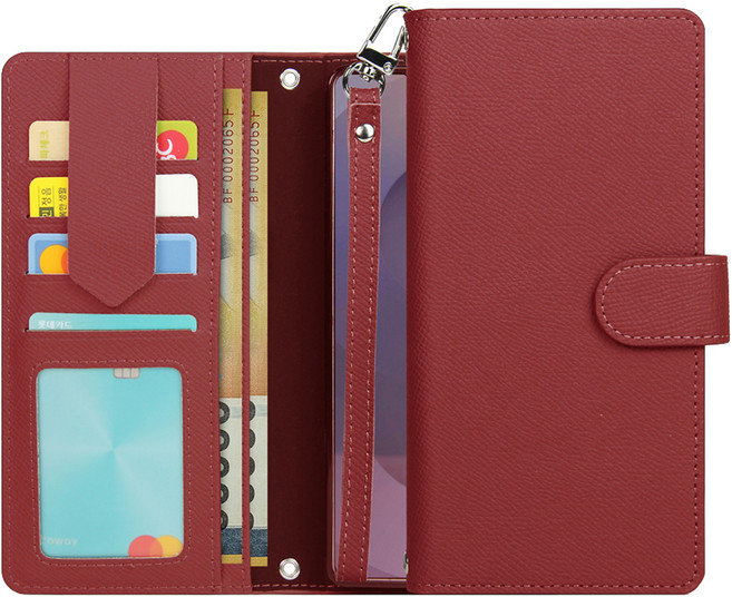 모나프리 소가죽 피크 스트랩 다이어리 휴대폰 케이스