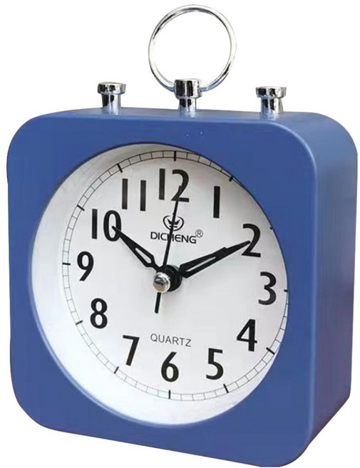 므뮤 저소음 실용적인 심플 자명종 탁상용 시계, 블루