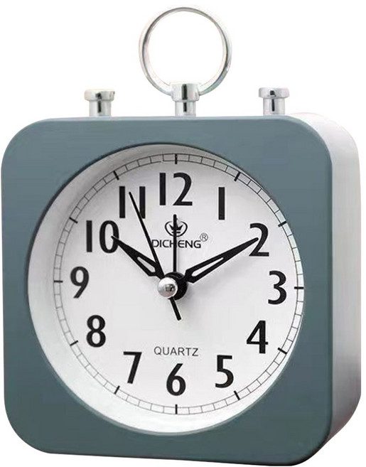 므뮤 저소음 실용적인 심플 자명종 탁상용 시계, 그린