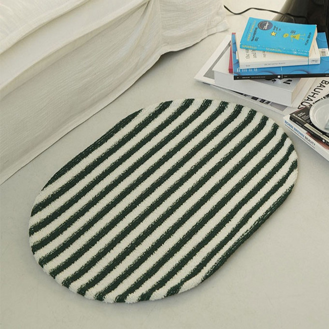 노크노크 스트라이프빈 욕실 발매트, 그린