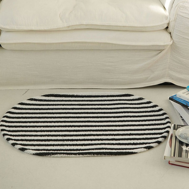 노크노크 스트라이프빈 욕실 발매트, 블랙