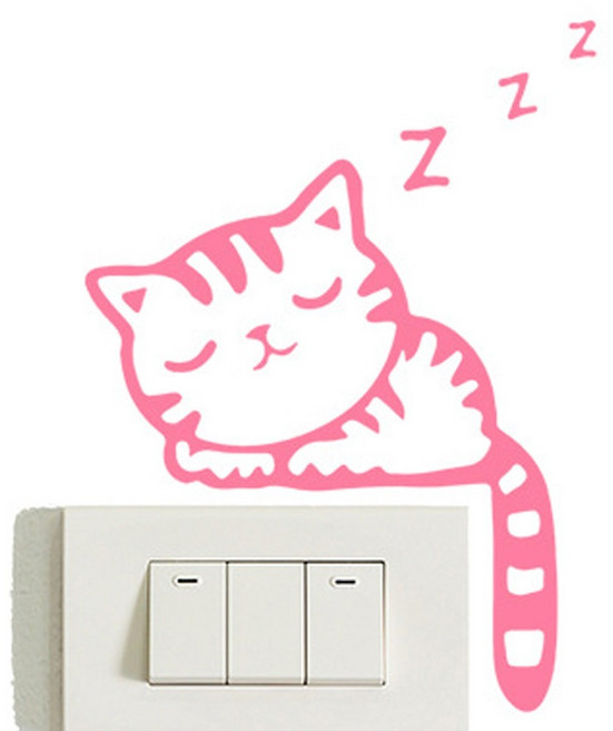 소유공간 거실 침실 야광 잠자는 고양이 스위치 스티커 S261-0160FR 5p, TYPE 3
