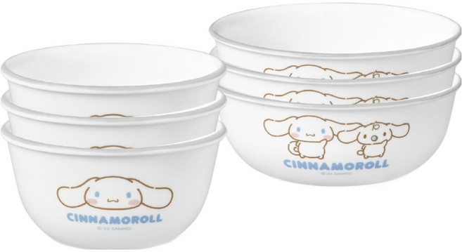 코렐 시나모롤 공기 3p + 대접 3p 세트, 혼합색상, 1세트