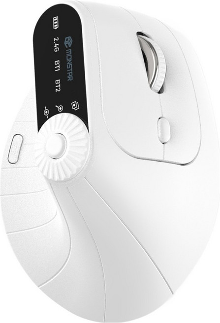 몬스타기어 크루 GV 인체공학 노브 손목보호 사무용 노트북 매크로 무선 블루투스 버티컬 마우스, 화이트, CREW GV