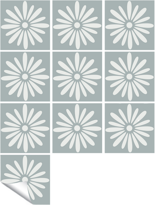 델리리움 보헤미안 스타일 데이지 셀프 무광 타일 스티커 10p, type 8