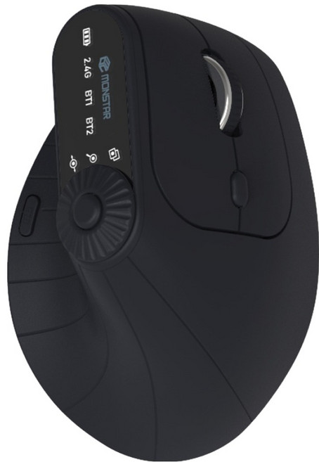 몬스타기어 크루 GV 인체공학 노브 손목보호 사무용 노트북 매크로 무선 블루투스 버티컬 마우스, 블랙, CREW GV