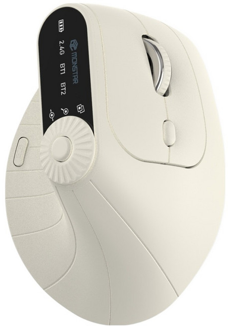 몬스타기어 크루 GV 인체공학 노브 손목보호 사무용 노트북 매크로 무선 블루투스 버티컬 마우스, 오트밀, CREW GV