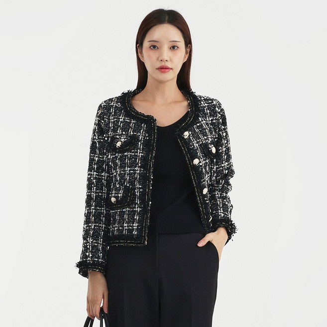 Elsso 女款經典粗花呢格紋外套