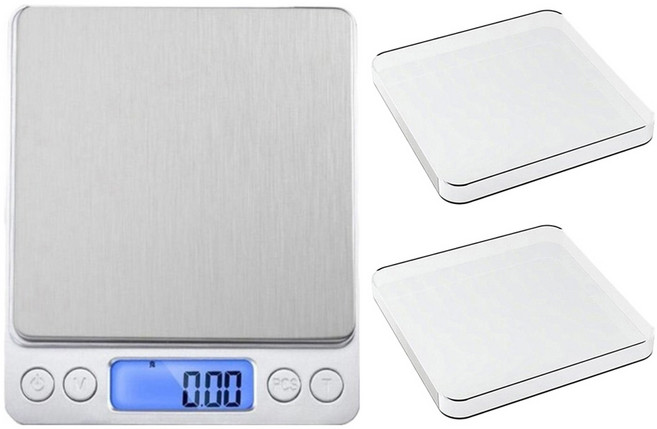 존글로벌 주방저울 정밀 전자 + 트레이 2p 세트, 화이트, 1kg