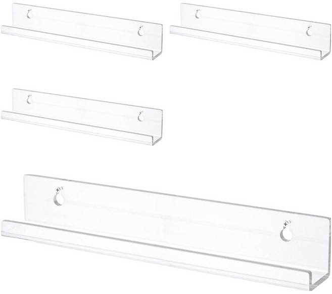 테일스타 아크릴 LP 앨범 CD 디스플레이 진열 소품정리 벽선반 4p, 투명 4개