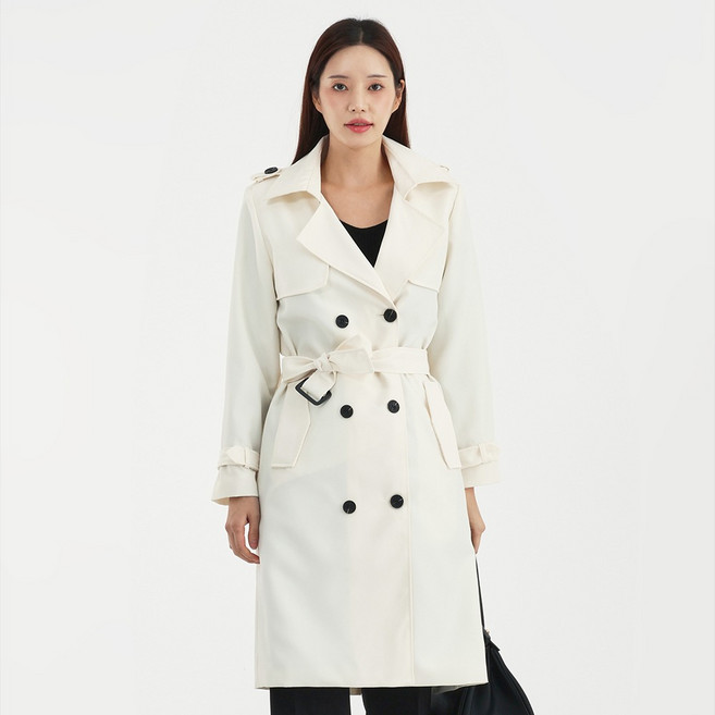 엘쏘 여성용 벨트 디테일 롱 트렌치 코트