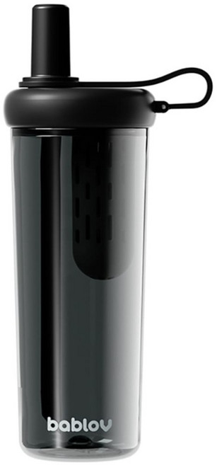 bablov 花伴森 Tritan GOGO吸管運動水壺, 玄武黑, 1個, 840ml