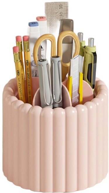 조인메이드 데스크 정리 회전식 연필꽂이, 핑크, 1개