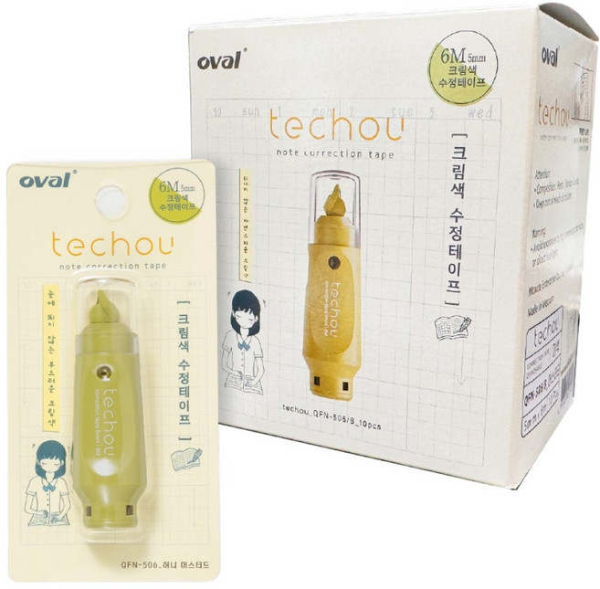oval 歐文 Techo 修正帶, 蜂蜜芥末, 10個