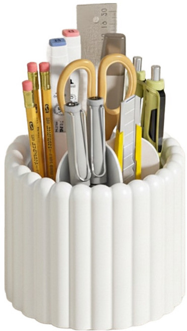 조인메이드 데스크 정리 회전식 연필꽂이, 화이트, 1개