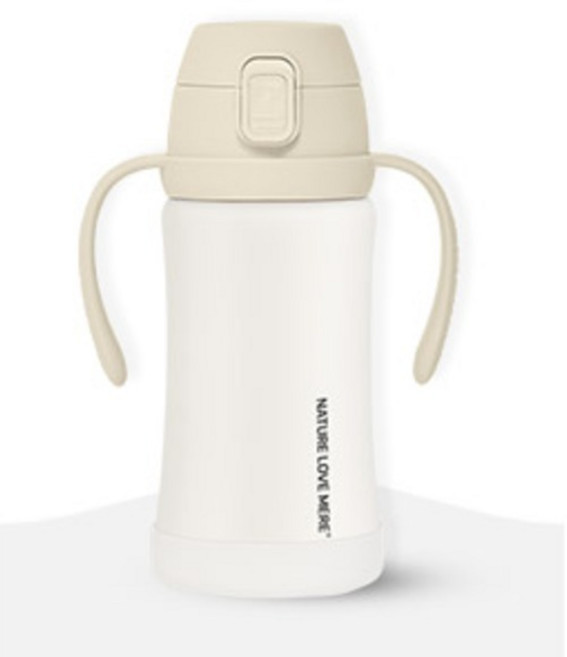 네이쳐러브메레 애니멀 프렌즈 원터치 스테인리스 빨대컵, 크림베이지, 1개, 300ml