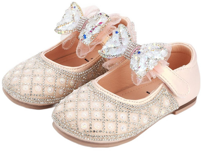 체크 큐빅 등리본 구두