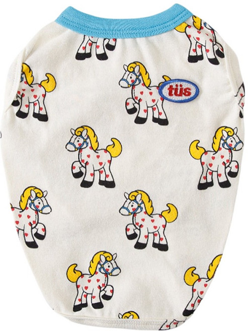 투스투스 강아지 포니 민소매 티셔츠, 아이보리, 1개