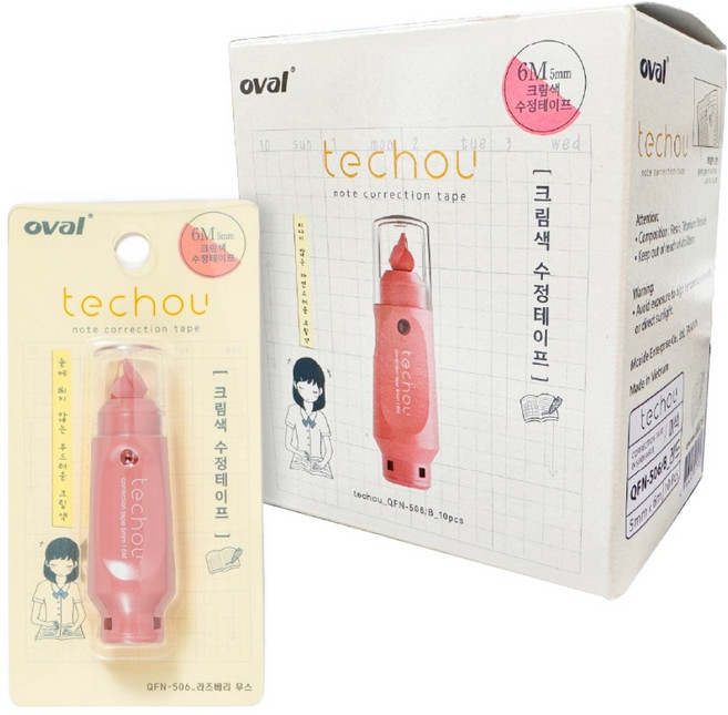 oval 歐文 Techo 修正帶, 覆盆子慕斯, 10個