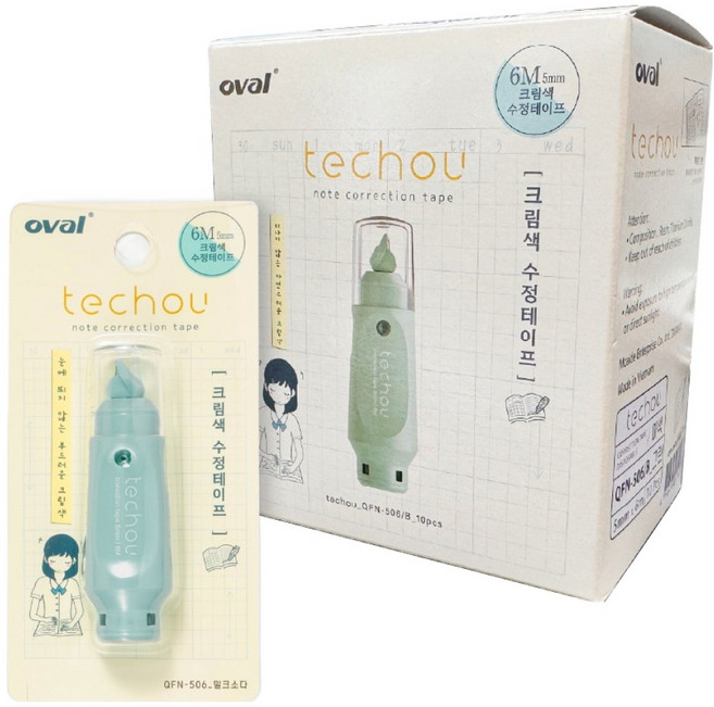 oval 歐文 Techo 修正帶, 牛奶蘇打, 10個