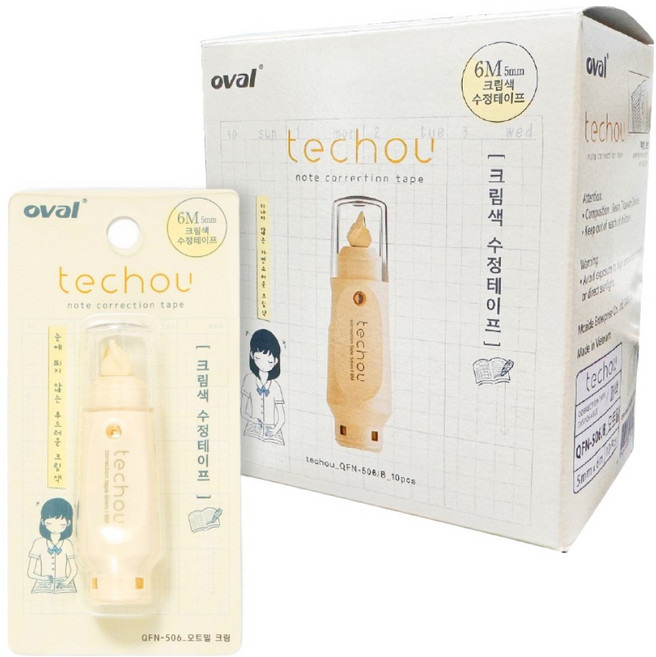oval 歐文 Techo 修正帶, 燕麥奶霜, 10個