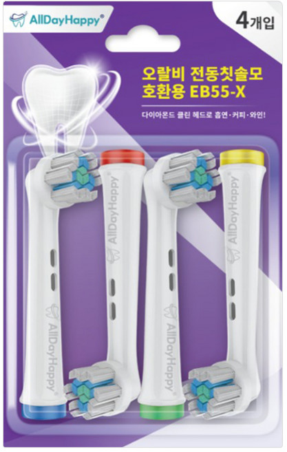 올데이해피 오랄비 전동칫솔 호환용 칫솔모 화이트 4p, 1개, EB55-X