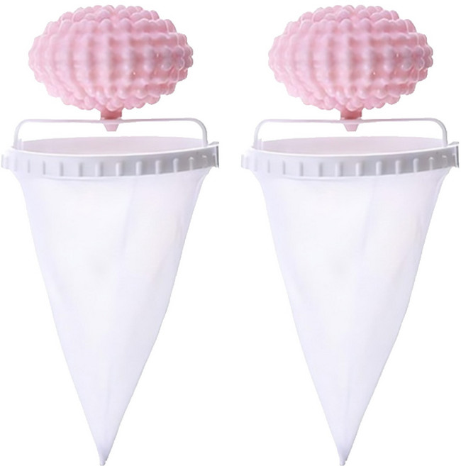 뉴토피아 먼지 보풀 머리카락 제거 세탁볼, 핑크, 2개