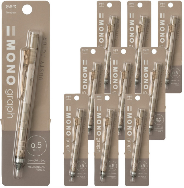 Tombow 蜻蜓牌 MONO MONOgraph Dusty 自動鉛筆 煙灰棕, 0.5mm, 10個