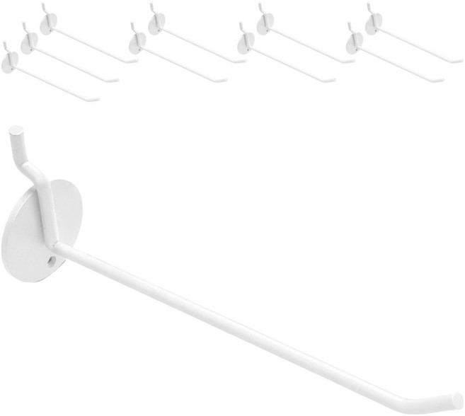 젠리브 타공판 일자 후크 걸이 10cm, 화이트, 10개