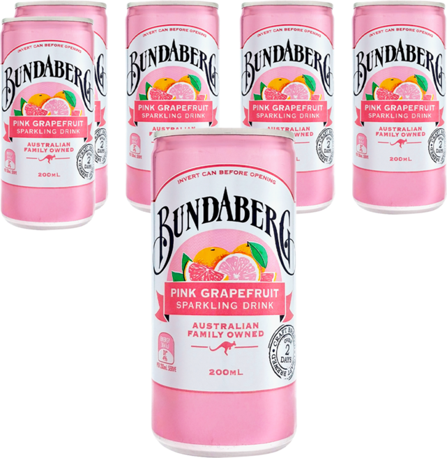BUNDABERG 賓德寶 粉紅葡萄柚 氣泡飲, 6個, 200ml