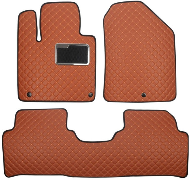 지엠지모터스 퀼팅 가죽 차량용 바닥매트, 브라운, BMW 5시리즈 G30바디 2017년~2023년