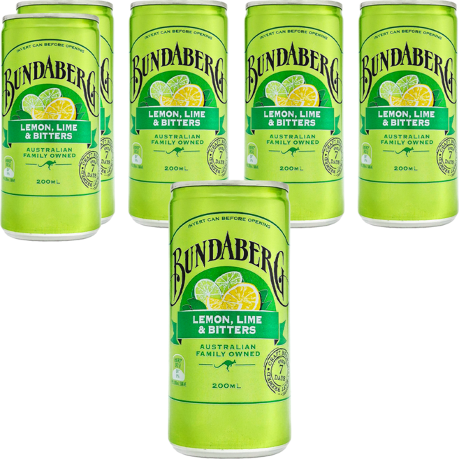 BUNDABERG 賓德寶 青青檸檬 氣泡飲, 200ml, 6罐