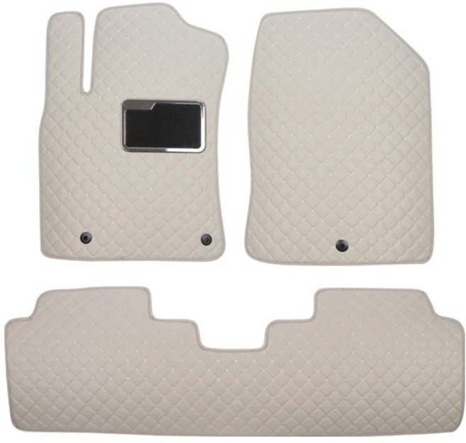 지엠지모터스 퀼팅 가죽 차량용 바닥매트, 코튼베이지, BMW 5시리즈 G30바디 2017년~2023년